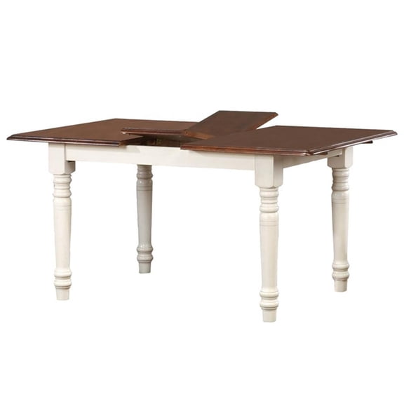 Andrews 60" Rectangle Extendable Butterfly Dining Table Antique White/Brown Wood