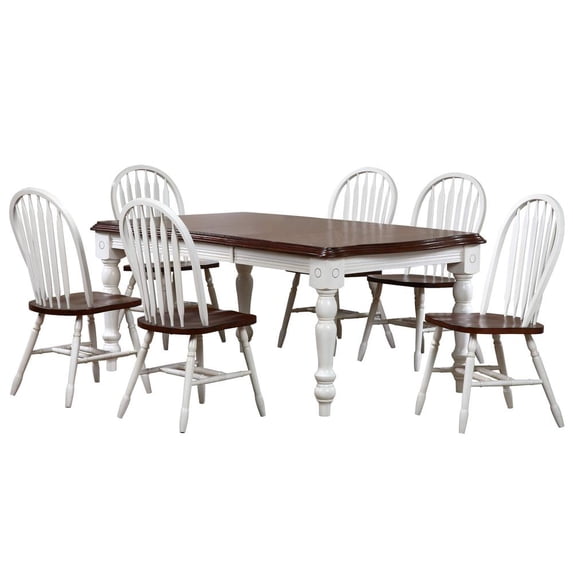 Sunset Trading Andrews 7-Piece 72" Extendable Wood Dining Set in White