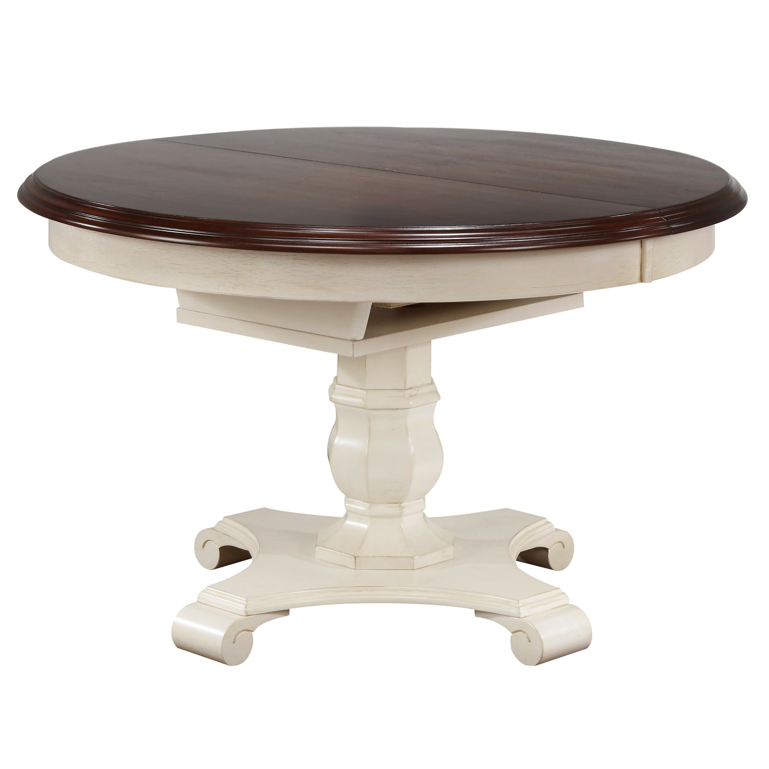 Sunset Trading Andrews Round/Oval Extendable Dining Table in White/Brown Wood - Walmart.com