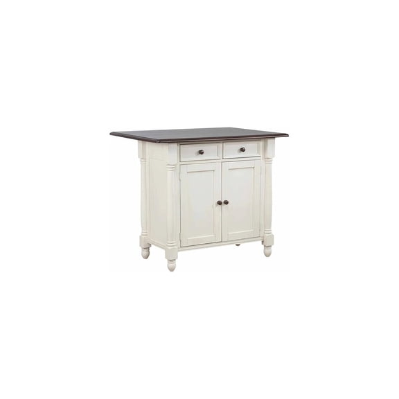 Sunset Trading Andrews Traditional Wood Kitchen Island in Antique White/Chestnut