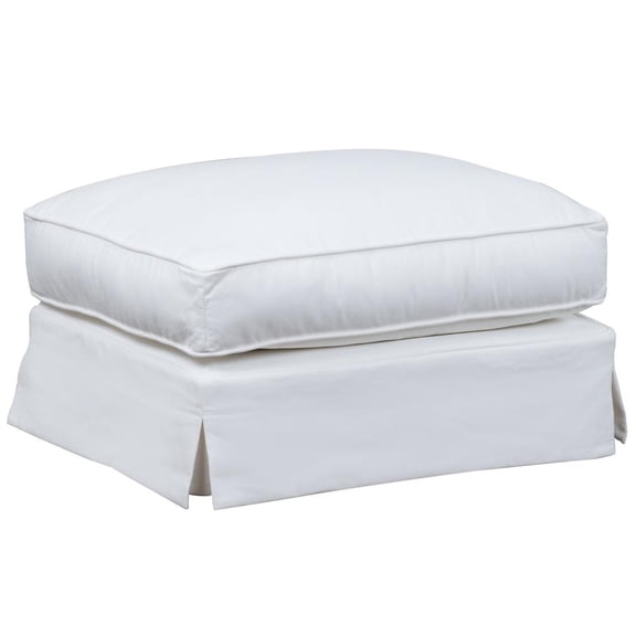 Sunset Trading Ariana Contemporary Fabric Slipcovered Ottoman in White