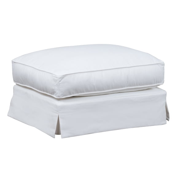 Sunset Trading Ariana Contemporary Fabric Slipcovered Ottoman in White