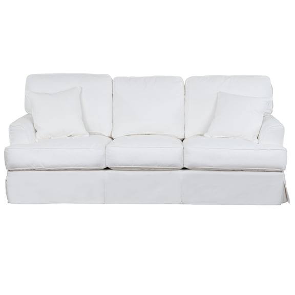 Sunset Trading Ariana Contemporary Fabric Slipcovered Sofa in White