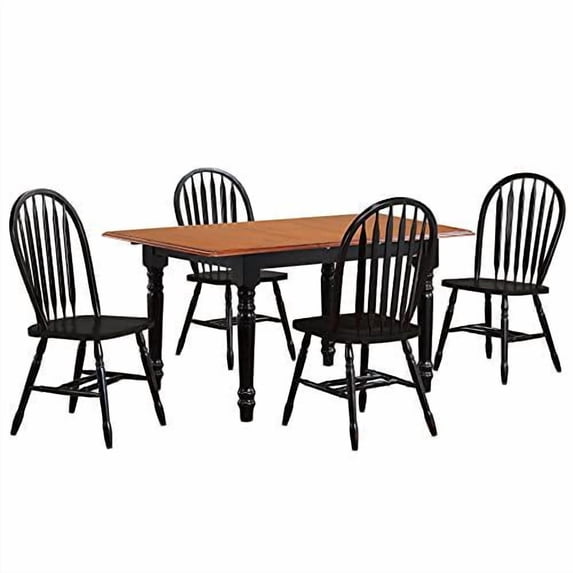 Sunset Trading Black Cherry Selections 5-Piece 60" Wood Dining Set in Black