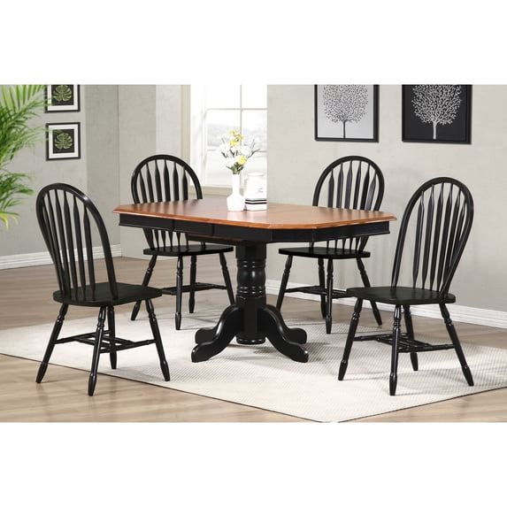 Sunset Trading Black Cherry Selections 5PC 60" Oval Wood Dining Set in Black