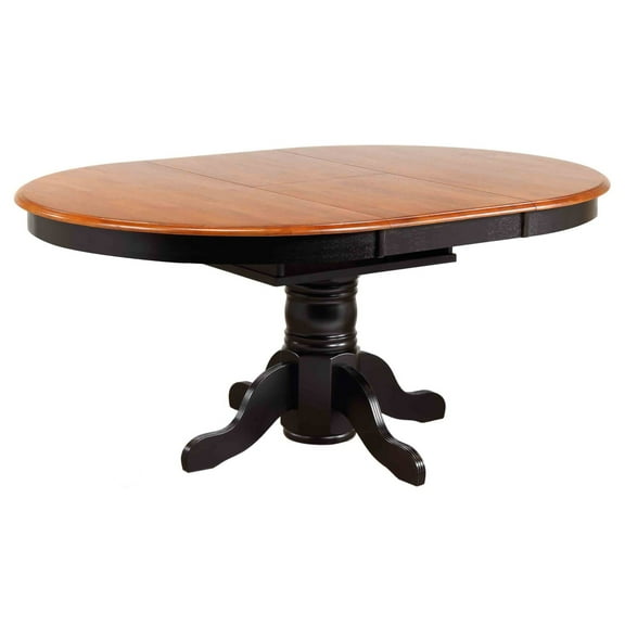 Sunset Trading Black Cherry Selections 66" Extendable Wood Dining Table in Black