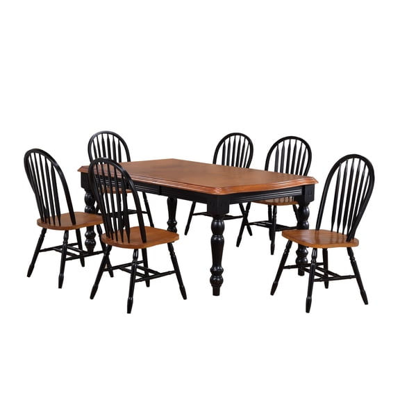 Sunset Trading Black Cherry Selections 7PC Extendable Wood Dining Set in Black