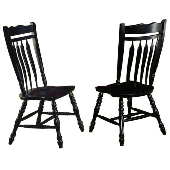 Sunset Trading Black Cherry Selections Wood Dining Chairs in Black (Set of 2)