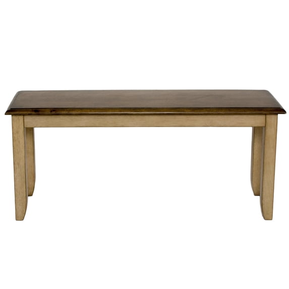 Sunset Trading Brook 42" Farmhouse Wood Dining Bench in Light Cream/Warm Brown