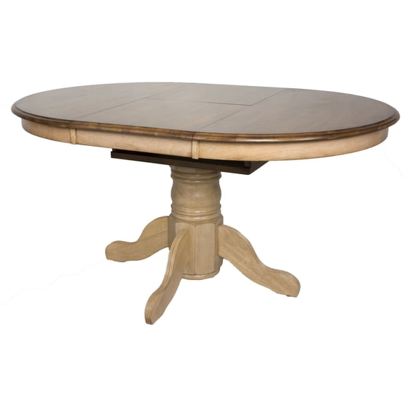 Sunset Trading Brook 42" Round Extendable Butterfly Wood Dining Table in Cream