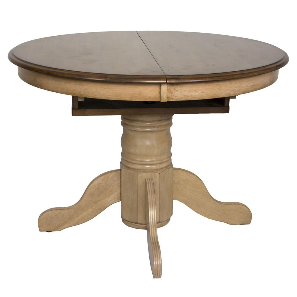 Cream and Pecan 7-Piece Extendable Wood Dining Set