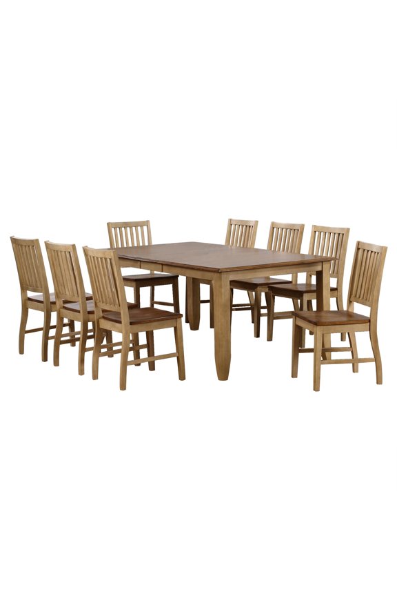 Brook 9-Piece 72" Rectangular Extendable Wood Dining Set in Cream