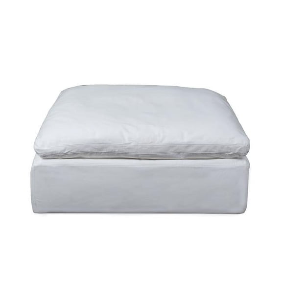 Sunset Trading CFF-904087-1 Contemporary Puff Collection Square Slipcovered Sectional Modular Ottoman - White