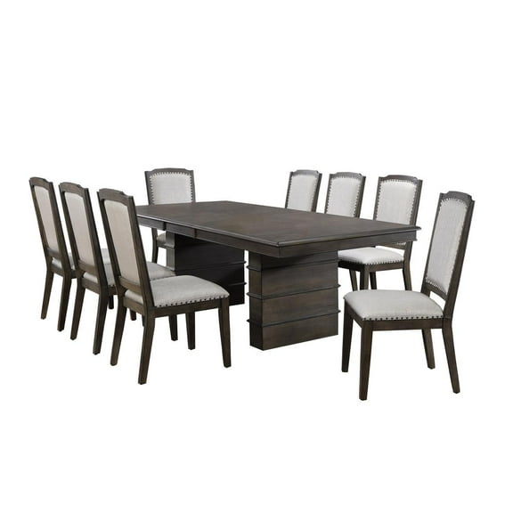 Sunset Trading Cali 9-Piece 96" Rectangular Extendable Wood Dining Set in Brown