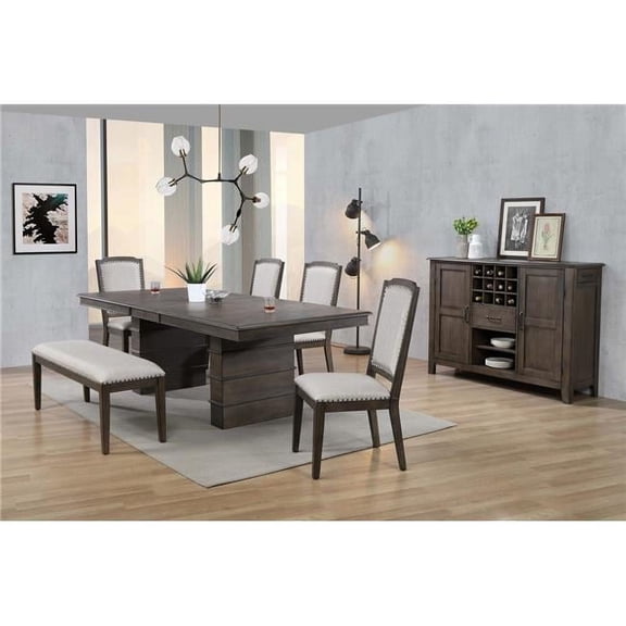 Sunset Trading Cali Extendable Dining Set with Bench & Server - Brown 7 Piece