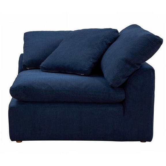 Sunset Trading Contemporary Puff Collection 2PC Slipcovered Modular Sectional Sofa  -  Performance Fabric Washable Water-Resistant Stain-Proof  -  88 in.  Deep-Seating Down-Filled Couch  -  Navy Blue