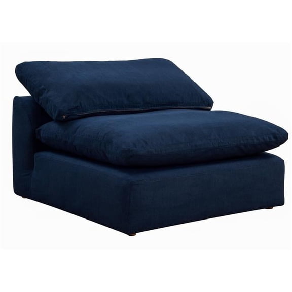 Sunset Trading Contemporary Puff Collection 44 in. Square Slipcovered Armless Chair Modular Sofa Sectional - Performance Fabric Washable Water-Resistant Stain-Proof - Deep-Seating Down-Filled Cou