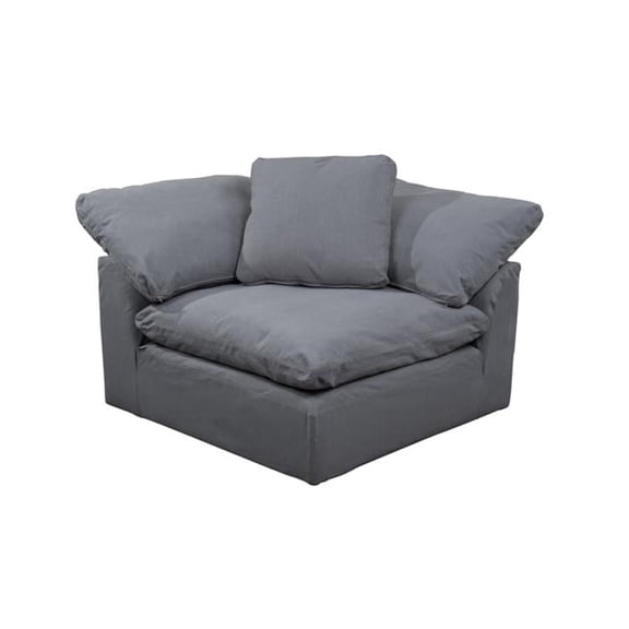 Sunset Trading Contemporary Puff Collection 44 in. Square Slipcovered Modular Chair - Performance Fabric Washable Water-Resistant Stain-Proof - Deep-Seating Down-Filled Sofa Sectional Corner Wedg