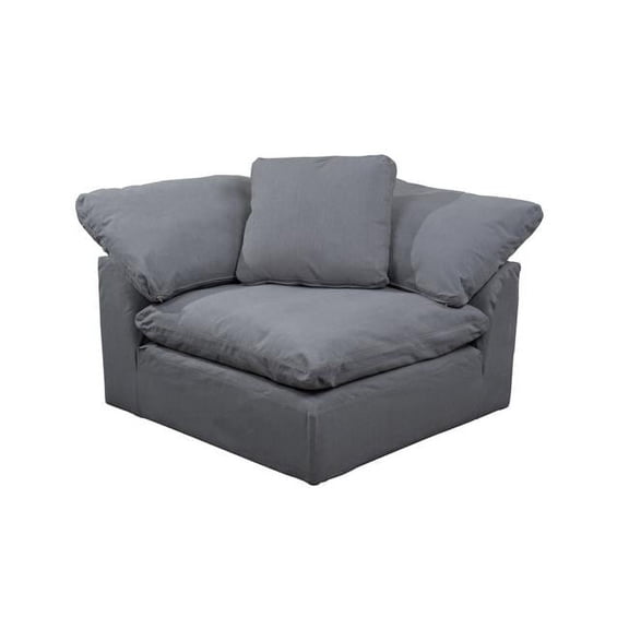 Sunset Trading Contemporary Puff Collection 44 in. Square Slipcovered Modular Chair - Performance Fabric Washable Water-Resistant Stain-Proof - Deep-Seating Down-Filled Sofa Sectional Corner Wedg