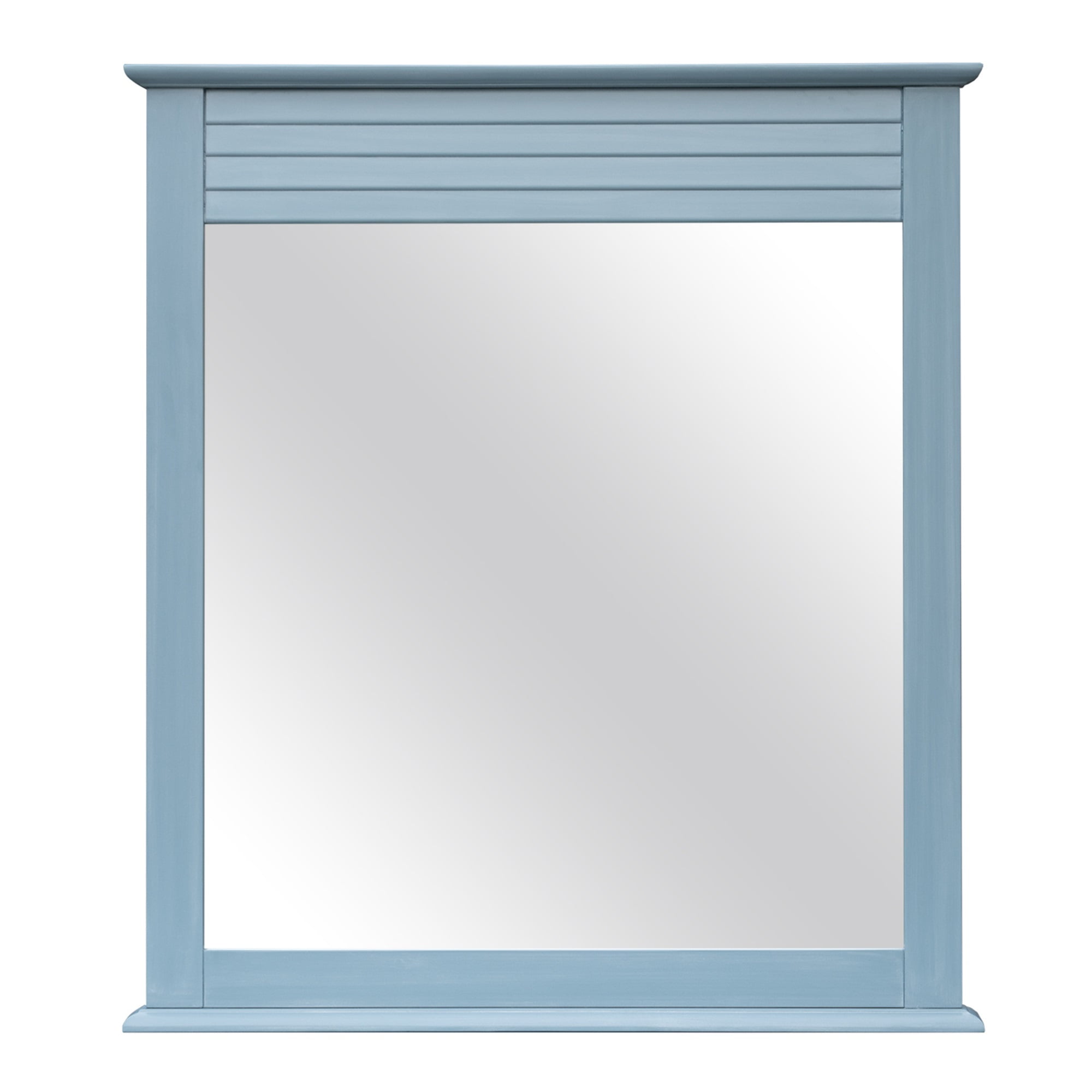 Ocean Blue Distressed Wood Rectangular Wall Mirror