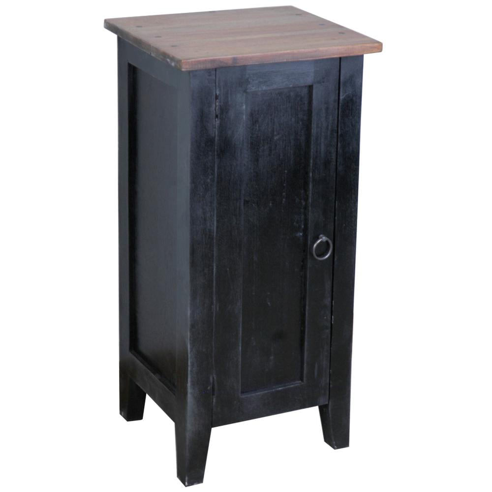 Antique Black Mahogany Freestanding Accent Cabinet with Iron Handle