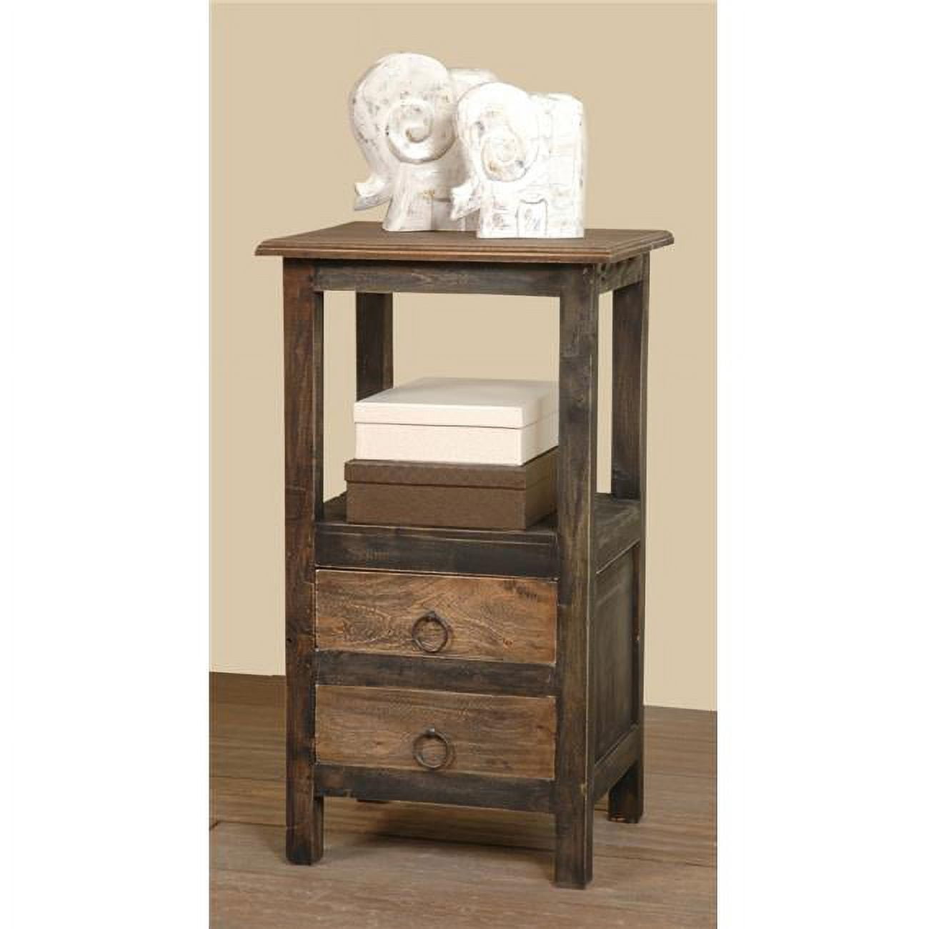 Cottage Charm Two-Tone Mahogany Wood End Table with Storage