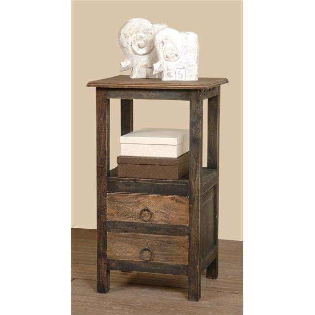 Cottage Charm Two-Tone Mahogany Wood End Table with Storage