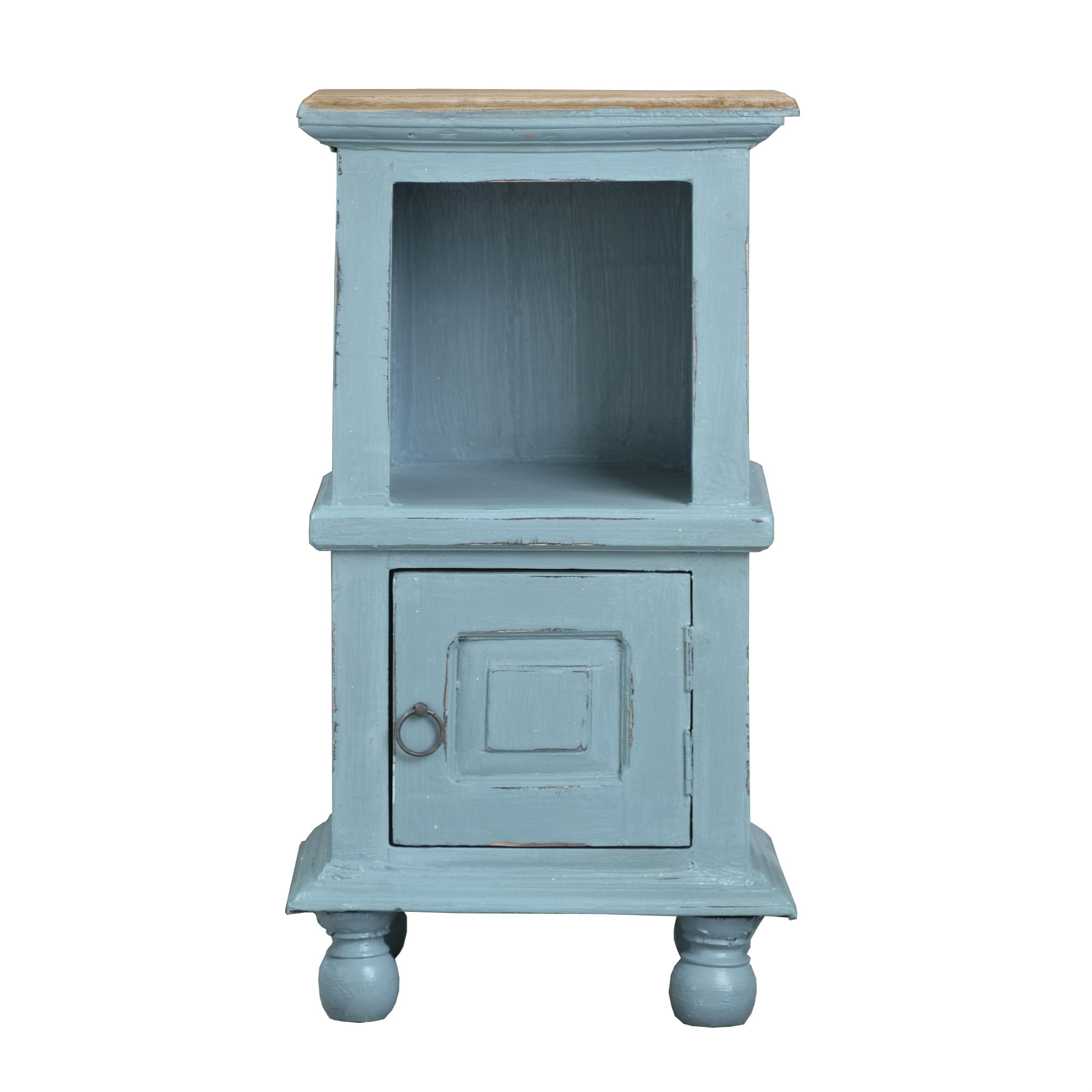 Beach Blue and Brown Two-Tone Rustic Mahogany Cottage Table