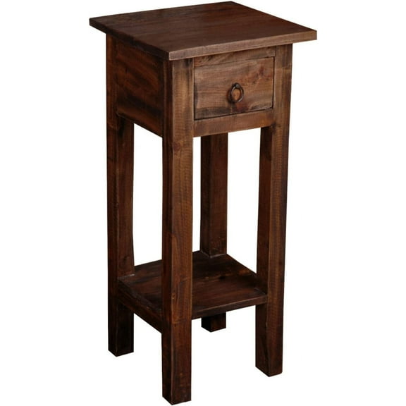 Sunset Trading Cottage Narrow Wood Side Table in Raftwood Brown/Antique Iron