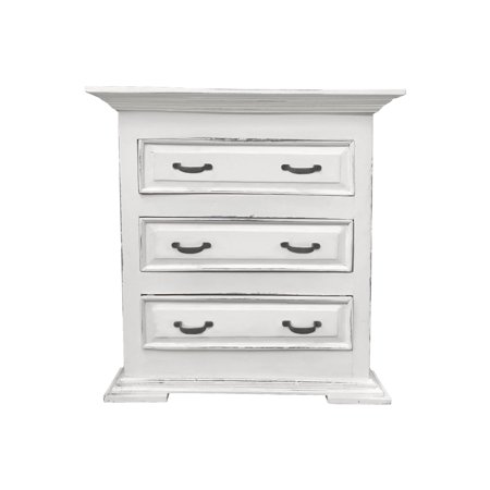 Sunset Trading Cottage 3-Drawer Wood Nightstand/End Table in Distressed White