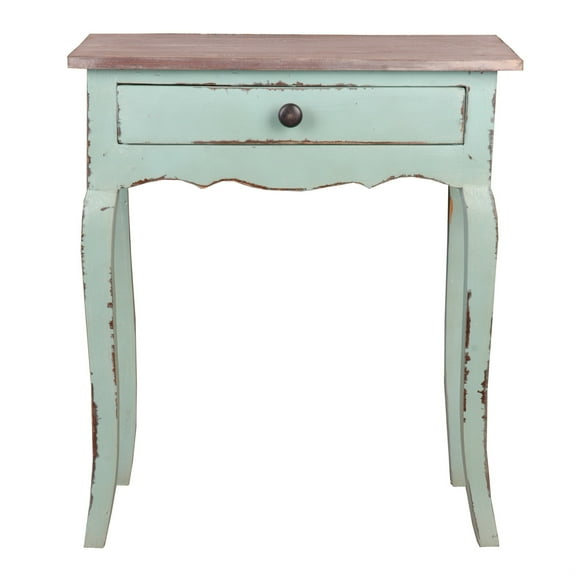 Sunset Trading Cottage Transitional Wood Table with Limewash Top in Bahama Green