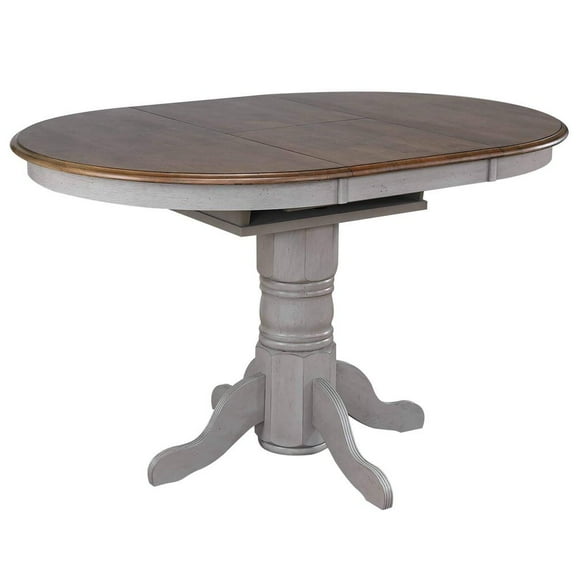 Sunset Trading Country Grove 6-Piece 42" Round Extendable Wood Pub Set in Gray