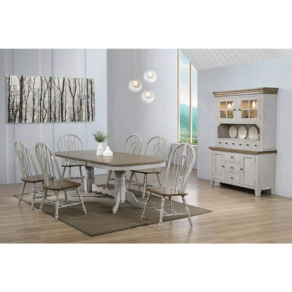 Sunset Trading Country Grove 8-Piece 96" Oval Extendable Wood Dining Set in Gray