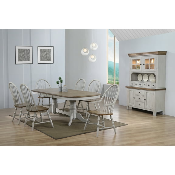 Sunset Trading Country Grove 8PC 96" Oval Extendable Wood Dining Set in Gray