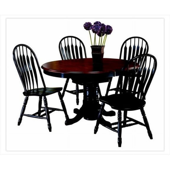 Sunset Trading DLU-TBX4866-820-AW 5 Piece Pedestal Dining Set - Antique Black and Cherry