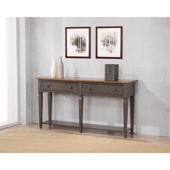Sunset Trading Dakota Sofa Console Table w Drawers Shelf Brown Gray Solid Wood