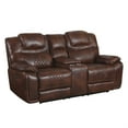 thumbnail image 1 of Sunset Trading Diamond Power Faux Leather Dual Reclining Loveseat in Brown, 1 of 5