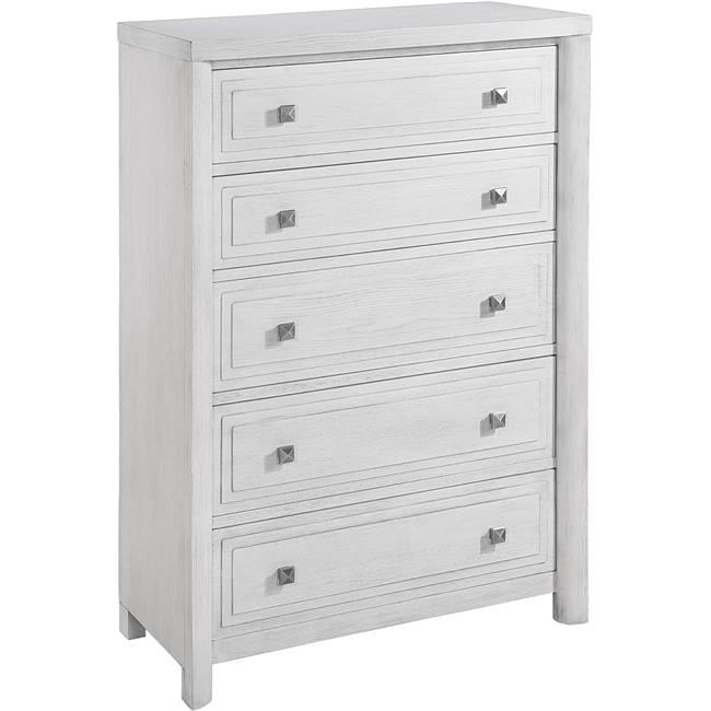Sunset Trading Dover 5 Drawer 58"H Bedroom Storage Chest Cerused White Oak Wood