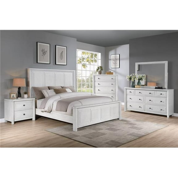 Sunset Trading Dover 5 PC King Bedroom Furniture Set in Cerused White Oak Wood