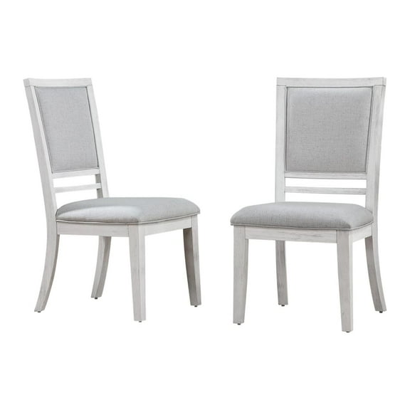 Sunset Trading Dover Upholstered Dining Side Chairs Cerused White Wood Set of 2