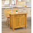 thumbnail image 1 of Sunset Trading Drop Leaf Kitchen Island Set with 2 Swivel Stools Drawers & Storage - Light Oak 3 Piece, 1 of 7