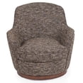 thumbnail image 1 of Sunset Trading Heathered Soft Tweed T-Cushion Fabric Swivel Chair in Black/Brown, 1 of 6