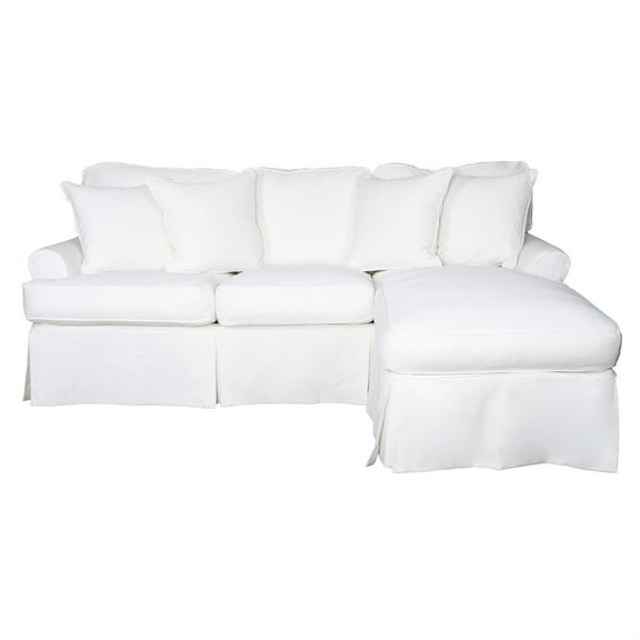 Sunset Trading Horizon Cotton Slipcover Reversible Chaise Sleeper Sofa in White