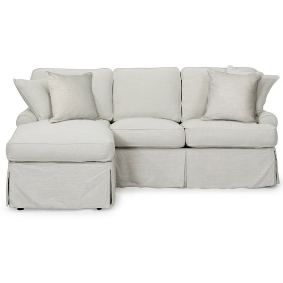 Sunset Trading Horizon Fabric Slipcover Reversible Chaise Sleeper Sofa in Gray