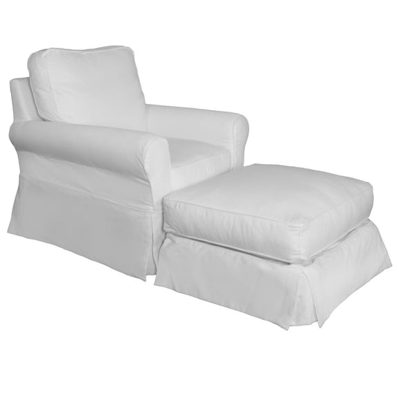 Sunset Trading Horizon Fabric Slipcover Swivel Rocking Chair & Ottoman in White
