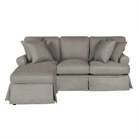 Sunset Trading Horizon Fabric Slipcovered Reversible Chaise Sleeper Sofa in Gray