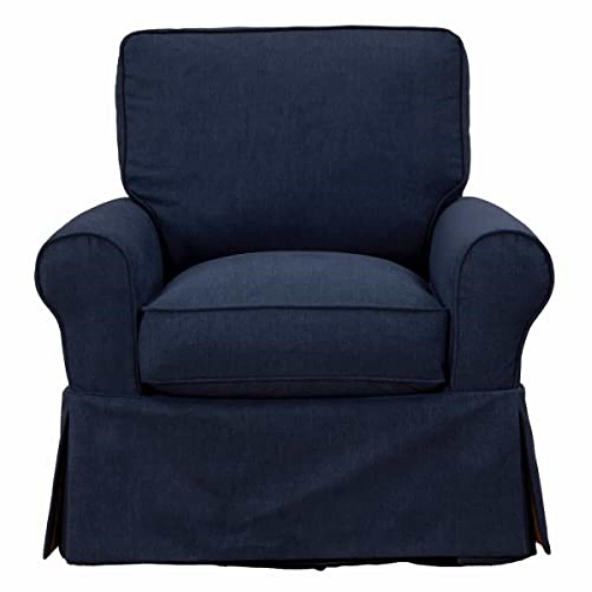 Sunset Trading Horizon Fabric Slipcovered Swivel Rocking Chair in Navy ...