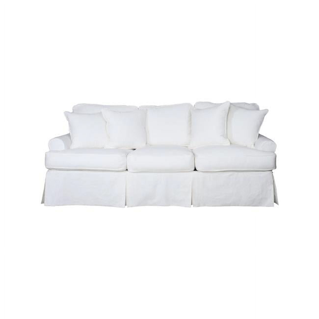 Luxurious White Linen Slipcovered Sofa with Rolled Arms