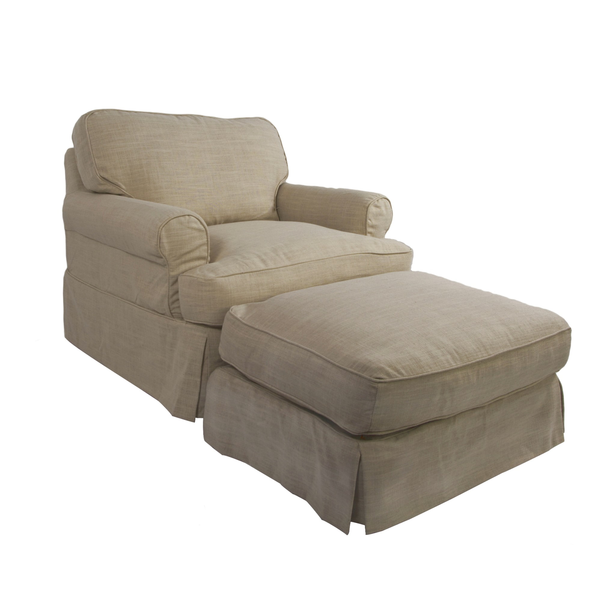 Sunset Trading Horizon Slipcovered T Cushion Chair with Ottoman Linen Walmart