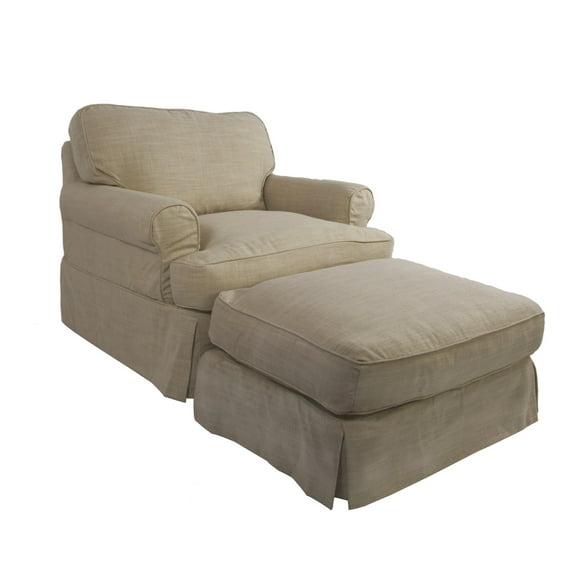 Sunset Trading Horizon Slipcovered T-Cushion Chair with Ottoman | Linen